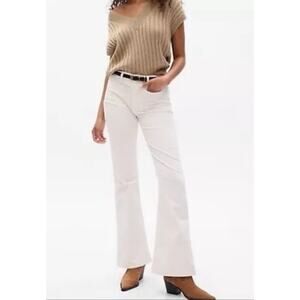 Gap High Rise Corduroy '70s Flare Pants Ivory Beige Size 34 (18) NWT MSRP $79.95